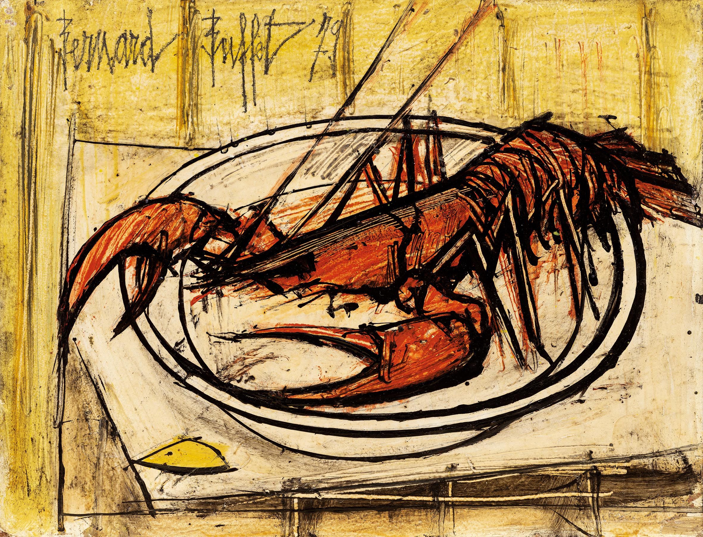 Ravenel | 《Bernard Buffet, Nature morte au Homard, 1979, Oil on