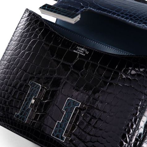 Hermes Constance 24 Tri-Color Black, Bleu Baltique and Vert