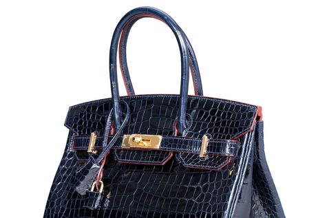 Hermes Birkin 30 Blue Marine Rouge H Contour Porosus Crocodile Gold Hardware