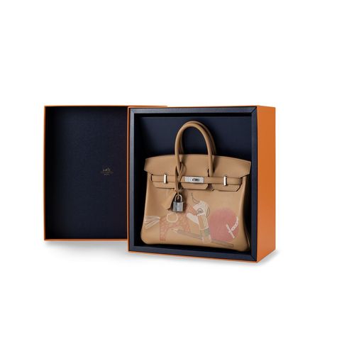 A LIMITED EDITION BISCUIT SWIFT LEATHER IN & OUT BIRKIN 25 WITH PALLADIUM  HARDWARE, HERMÈS, 2021