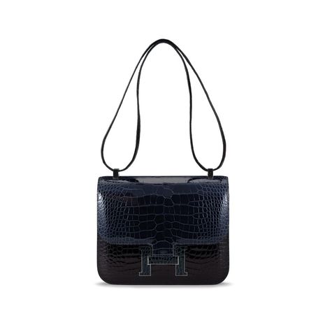 Hermes Constance 24 Tri-Color Black, Bleu Baltique and Vert Rousseau Shiny  Alligator Palladium Hardware